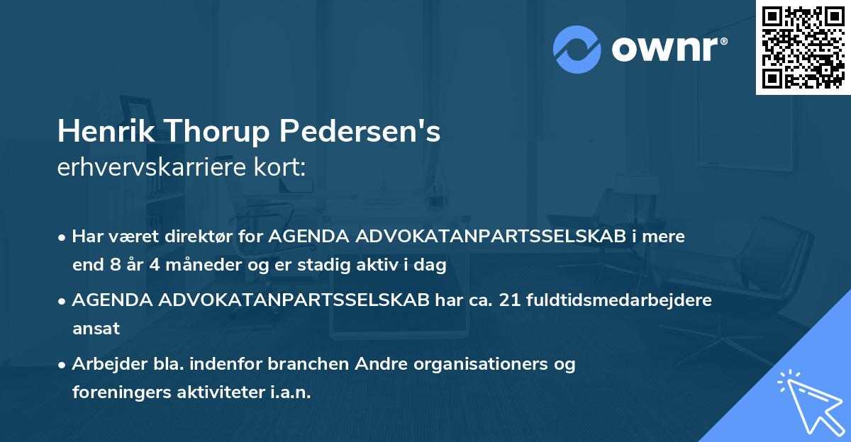 Henrik Thorup Pedersen's erhvervskarriere kort