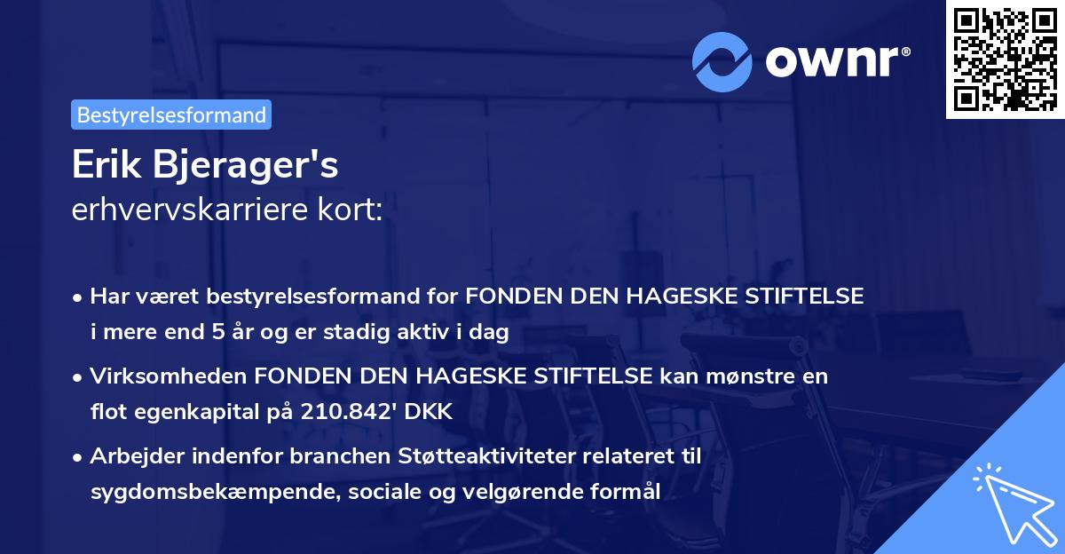 Erik Bjerager's erhvervskarriere kort