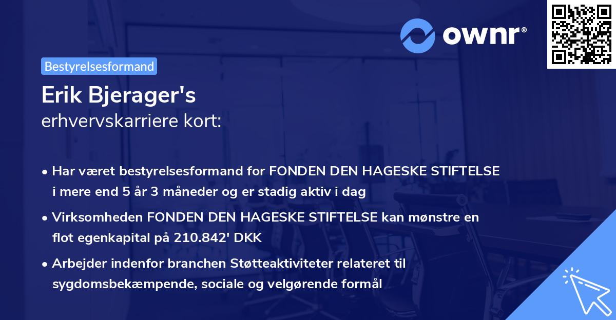 Erik Bjerager's erhvervskarriere kort