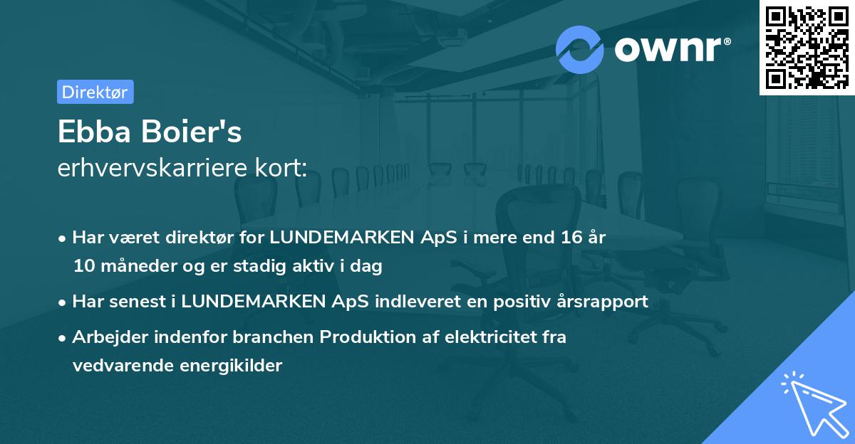 Ebba Boier's erhvervskarriere kort