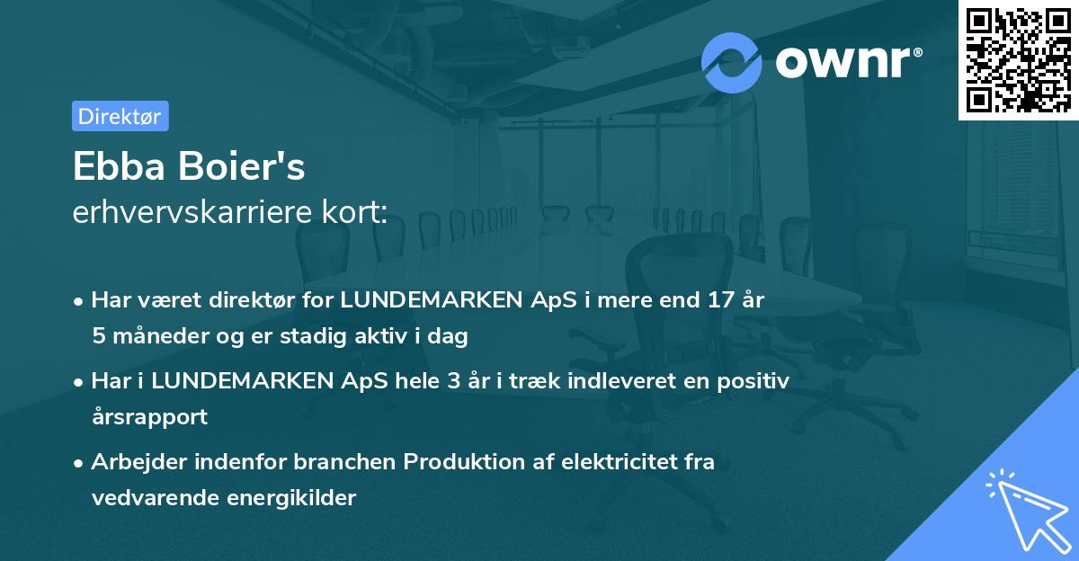 Ebba Boier's erhvervskarriere kort