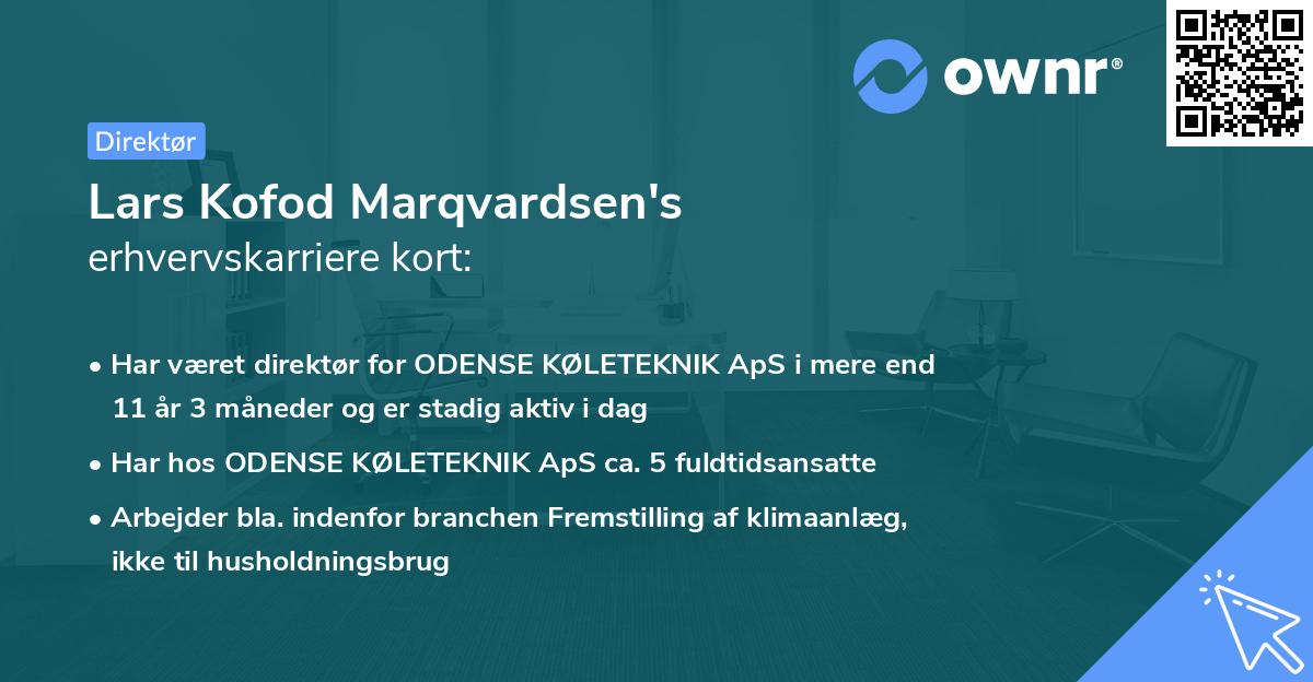 Lars Kofod Marqvardsen's erhvervskarriere kort