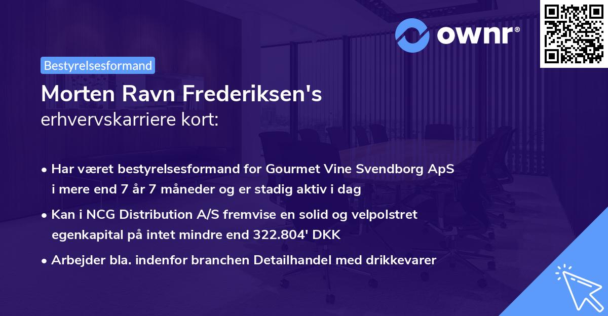 Morten Ravn Frederiksen's erhvervskarriere kort
