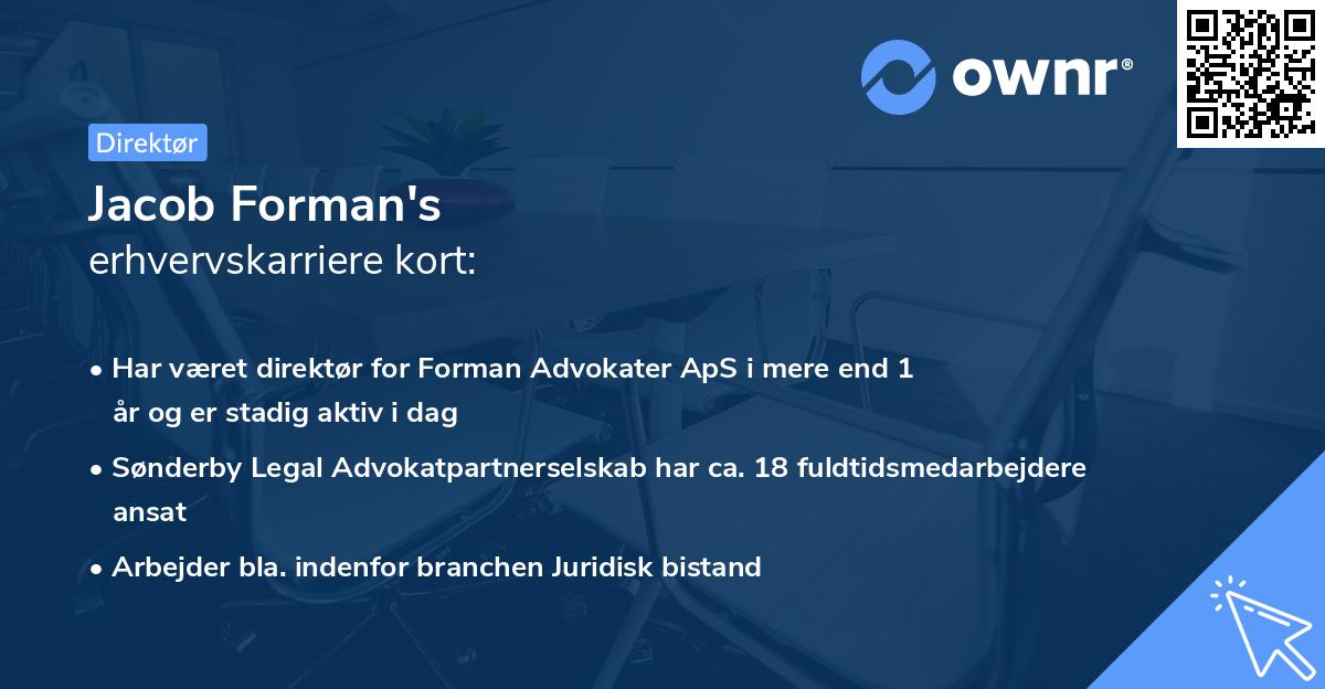 Jacob Forman's erhvervskarriere kort