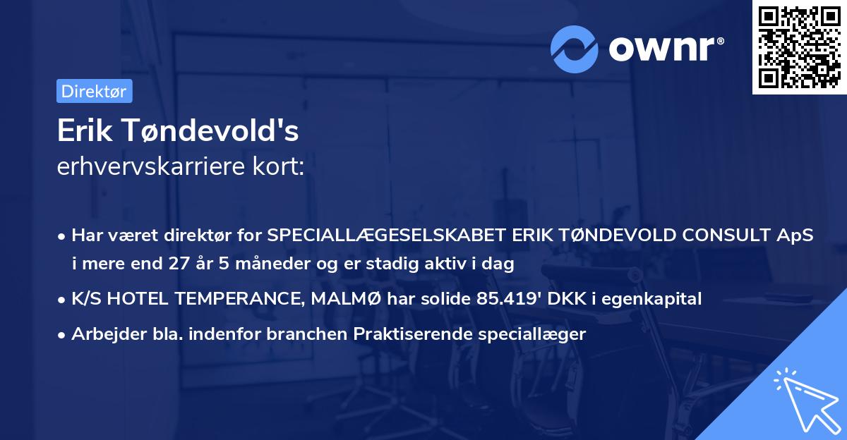 Erik Tøndevold's erhvervskarriere kort