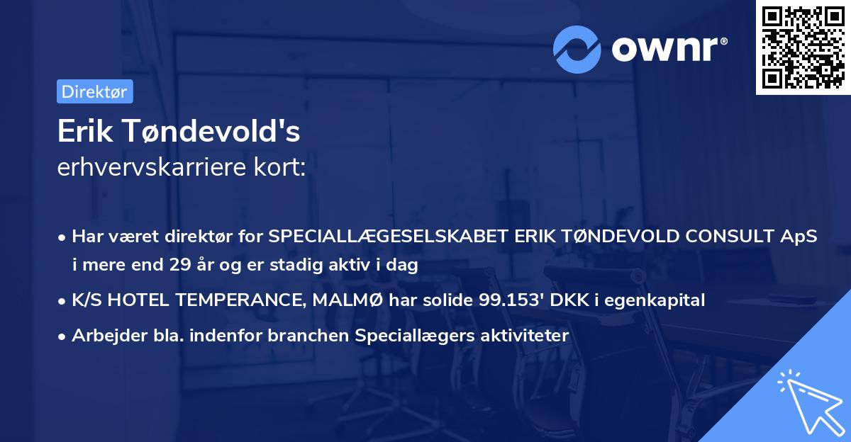 Erik Tøndevold's erhvervskarriere kort
