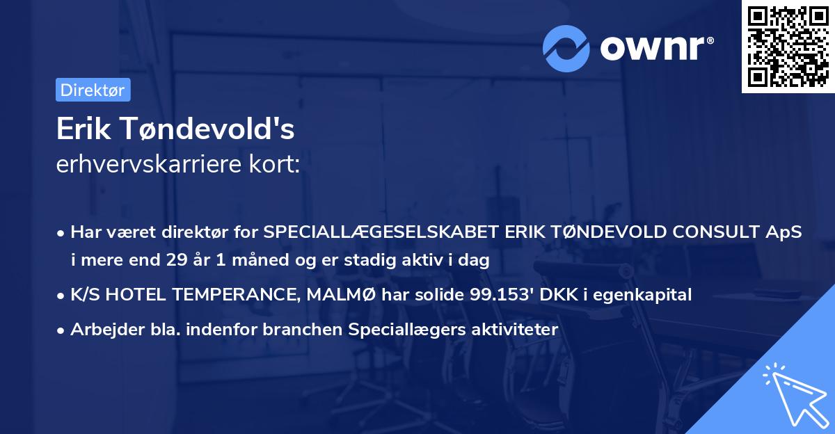 Erik Tøndevold's erhvervskarriere kort