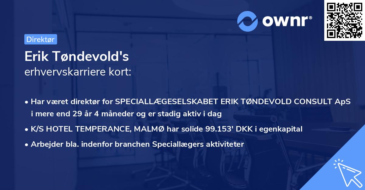 Erik Tøndevold's erhvervskarriere kort