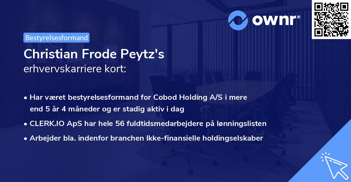 Christian Frode Peytz's erhvervskarriere kort