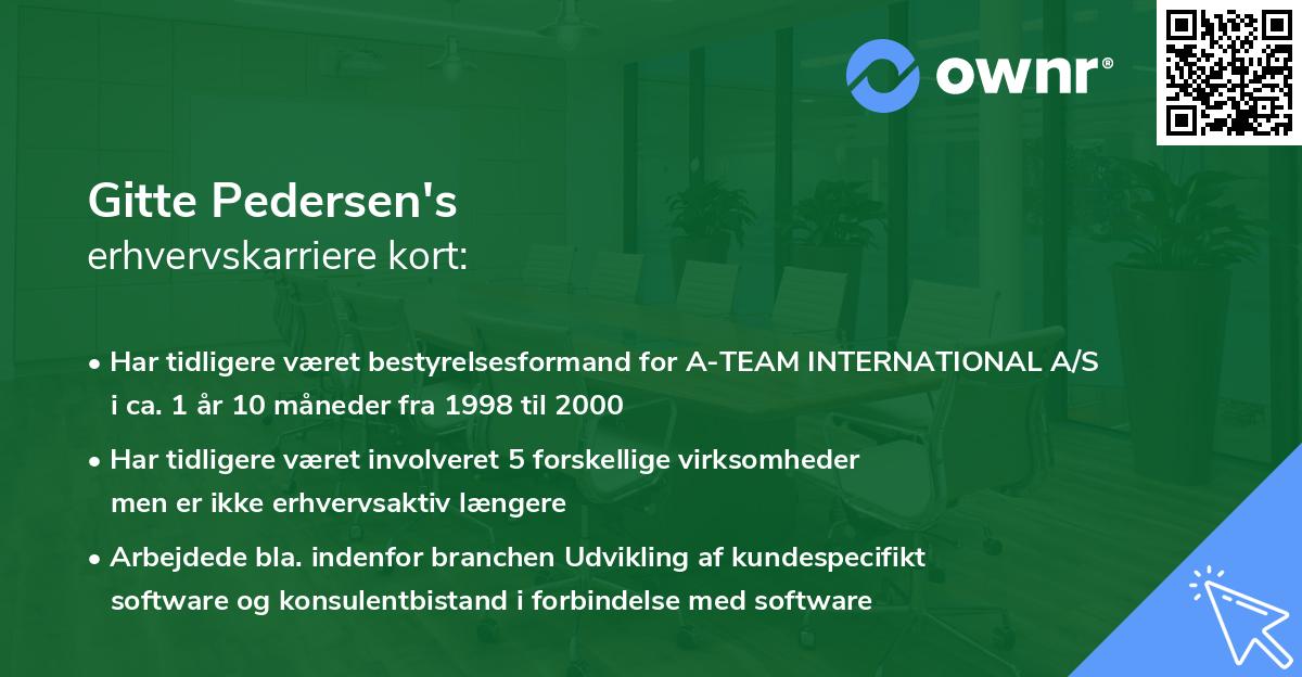 Gitte Pedersen's erhvervskarriere kort