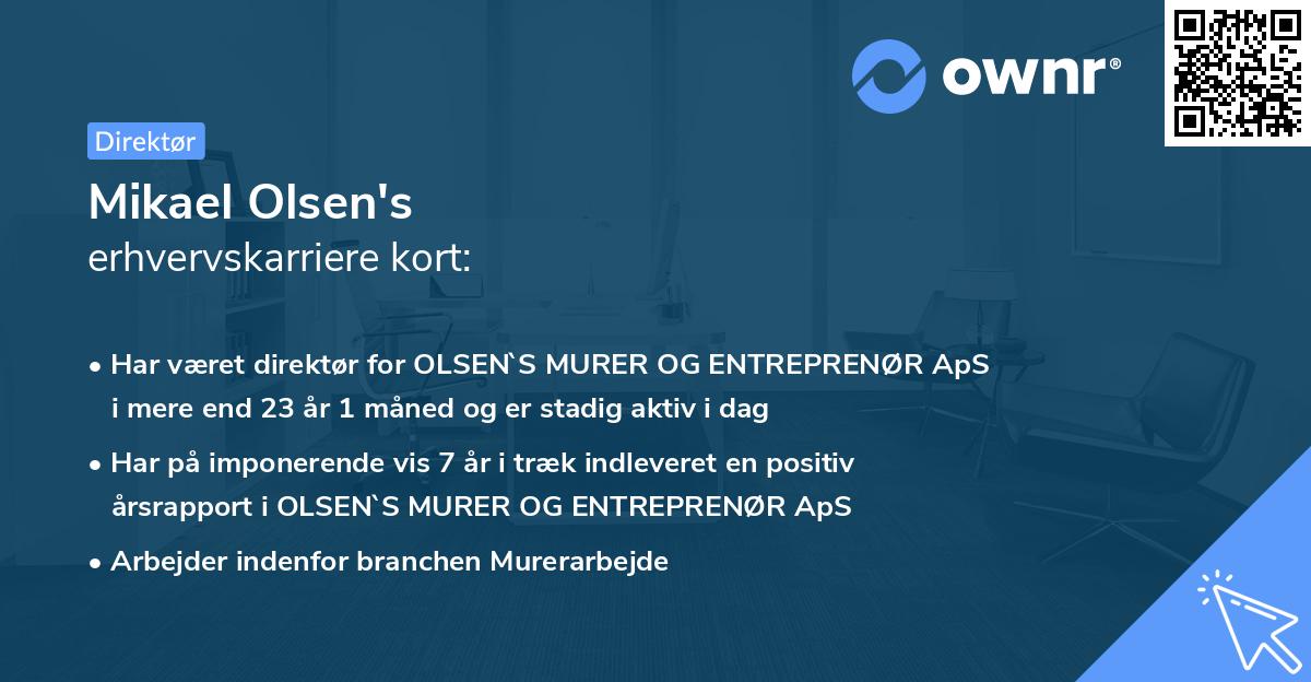 Mikael Olsen's erhvervskarriere kort