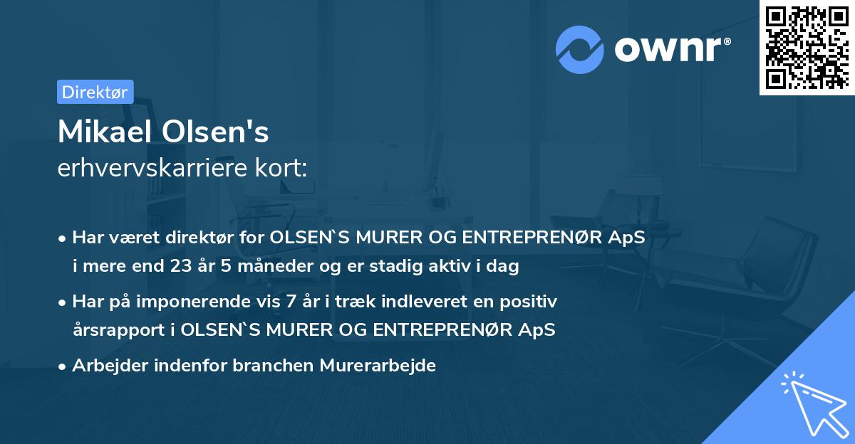 Mikael Olsen's erhvervskarriere kort
