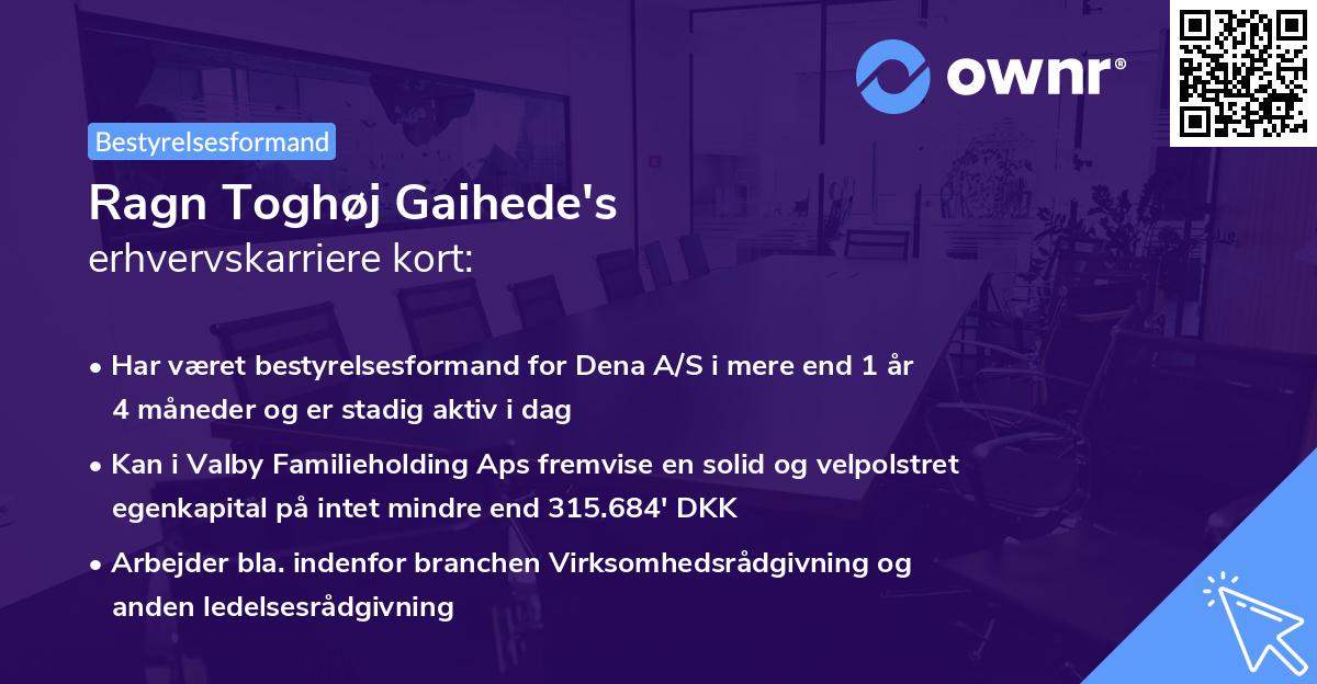Ragn Toghøj Gaihede's erhvervskarriere kort
