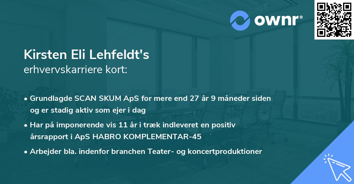 Kirsten Eli Lehfeldt's erhvervskarriere kort