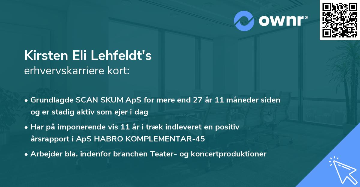 Kirsten Eli Lehfeldt's erhvervskarriere kort