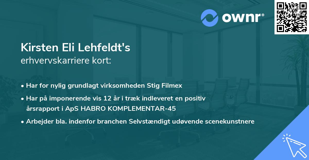 Kirsten Eli Lehfeldt's erhvervskarriere kort