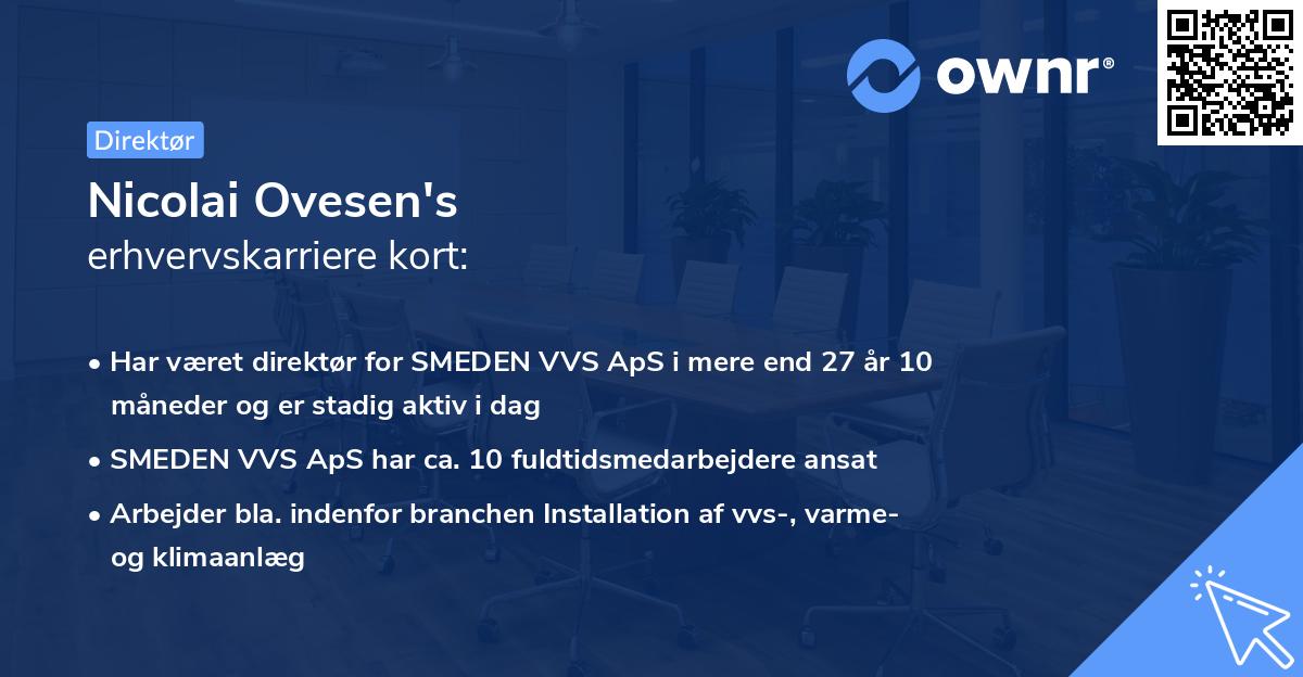 Nicolai Ovesen's erhvervskarriere kort