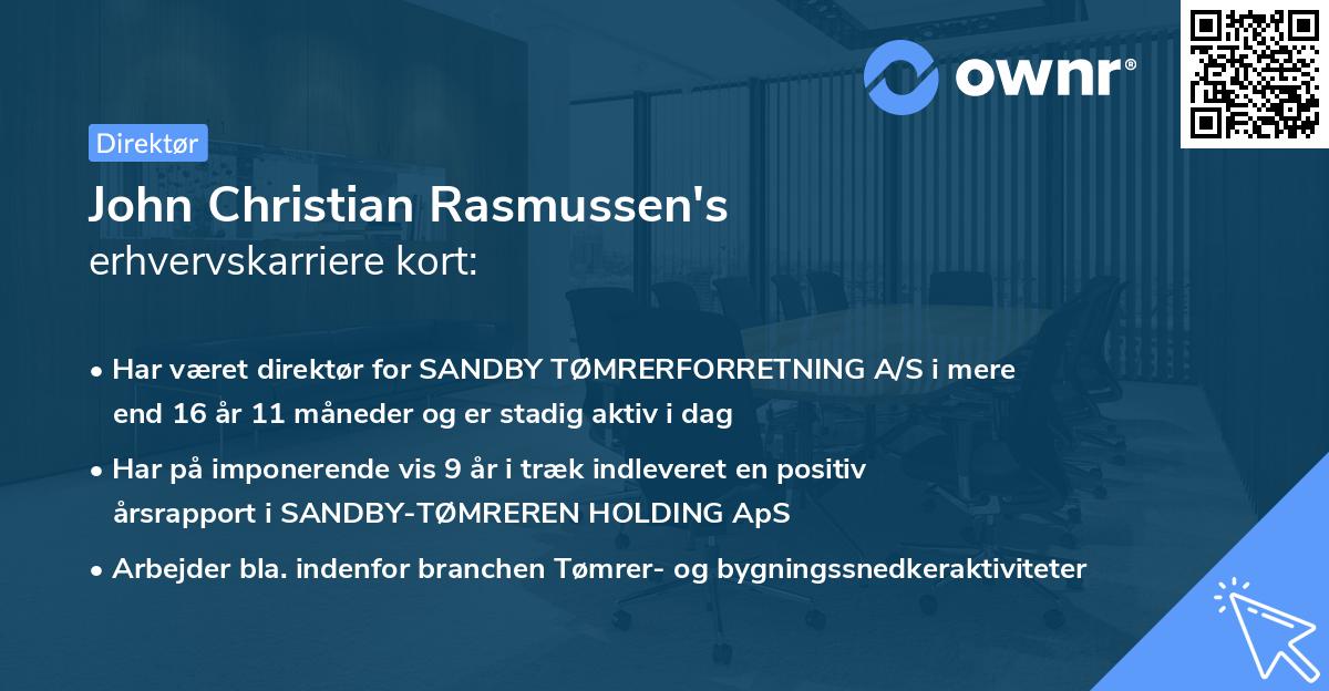 John Christian Rasmussen's erhvervskarriere kort