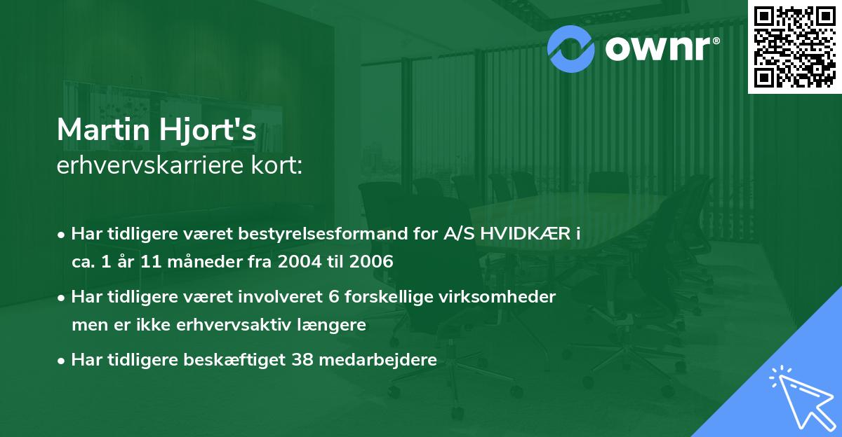 Martin Hjort's erhvervskarriere kort
