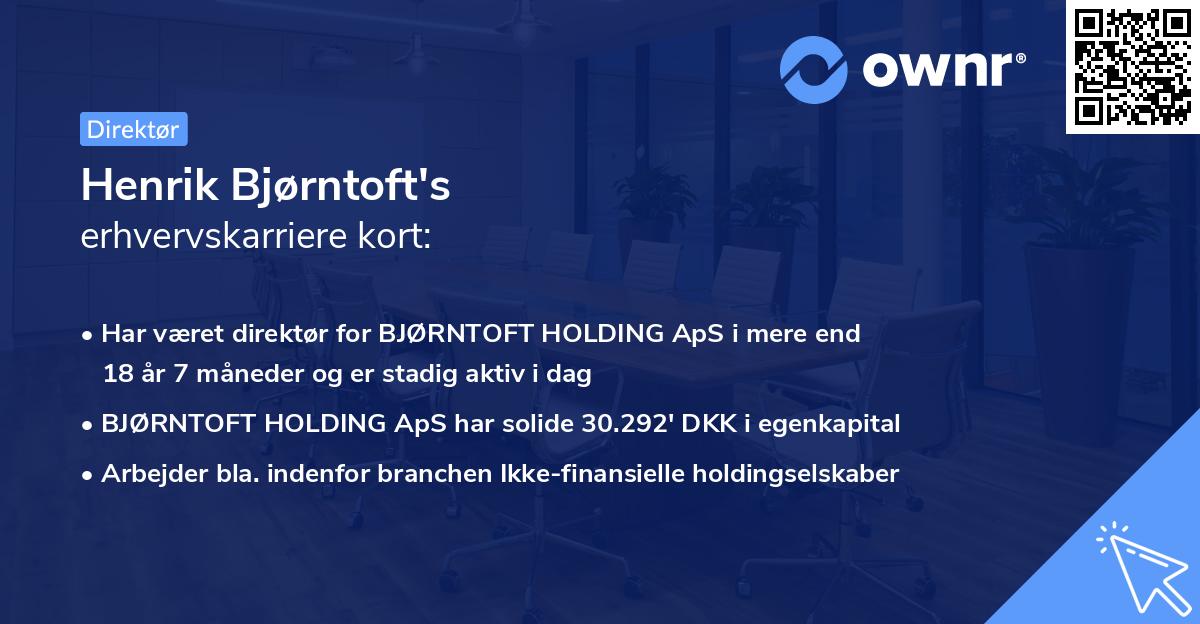 Henrik Bjørntoft's erhvervskarriere kort