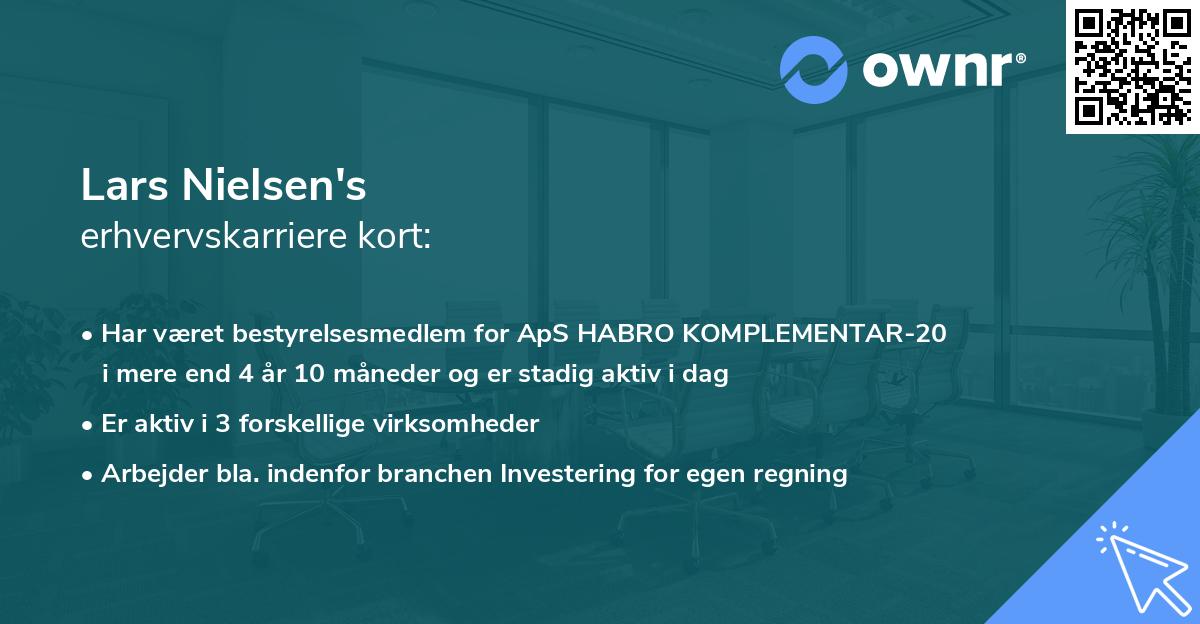 Lars Nielsen's erhvervskarriere kort