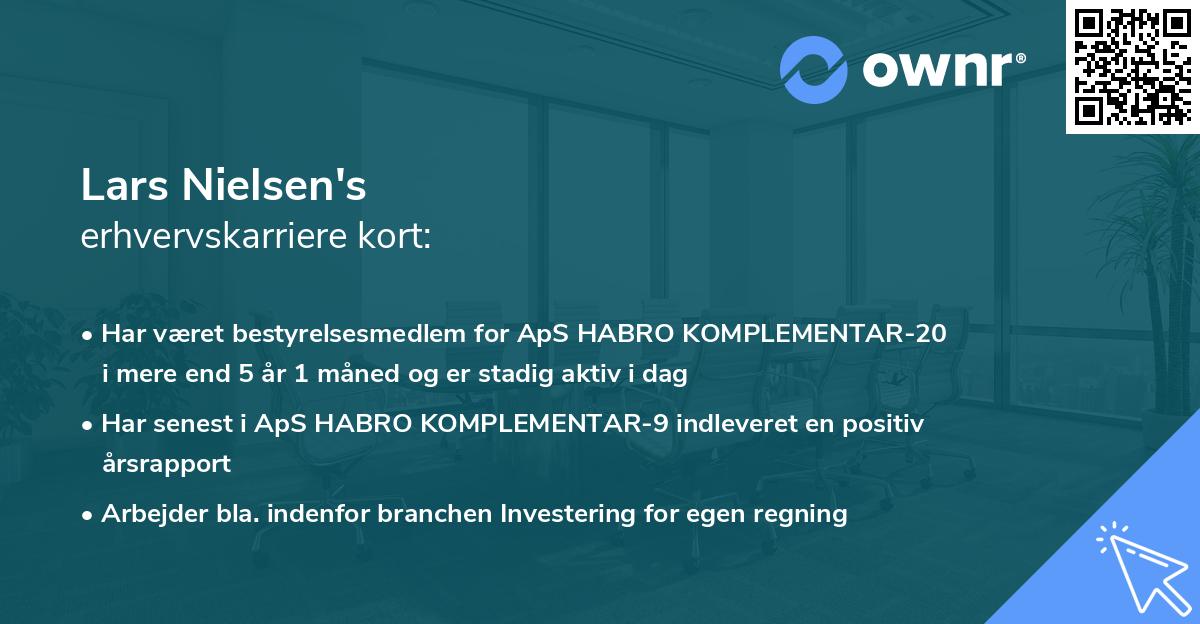 Lars Nielsen's erhvervskarriere kort