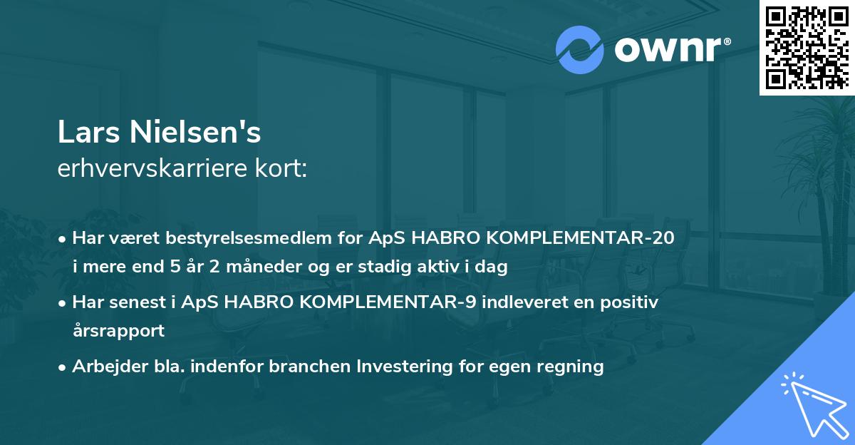 Lars Nielsen's erhvervskarriere kort