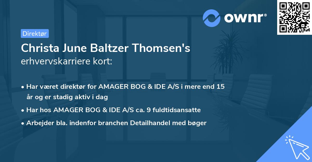 Christa June Baltzer Thomsen's erhvervskarriere kort