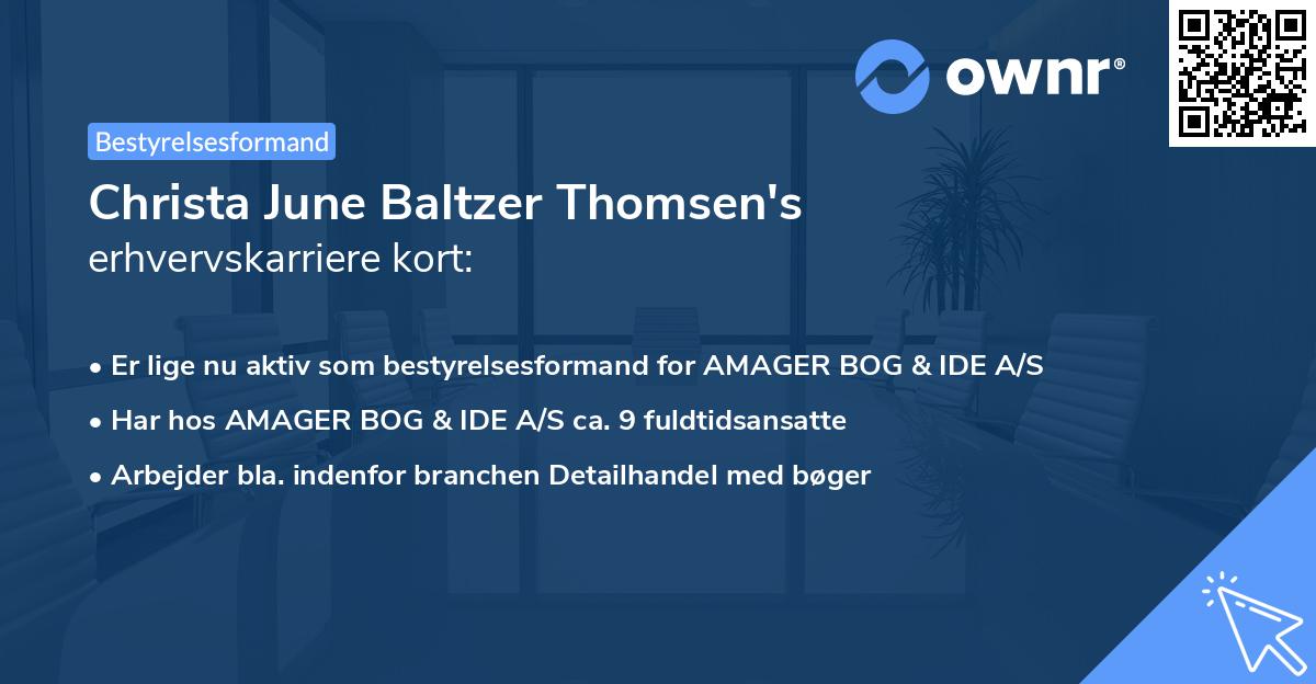Christa June Baltzer Thomsen's erhvervskarriere kort