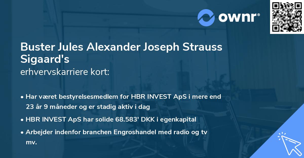 Buster Jules Alexander Joseph Strauss Sigaard's erhvervskarriere kort