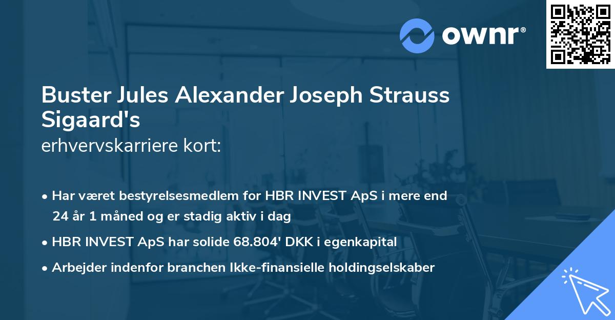 Buster Jules Alexander Joseph Strauss Sigaard's erhvervskarriere kort