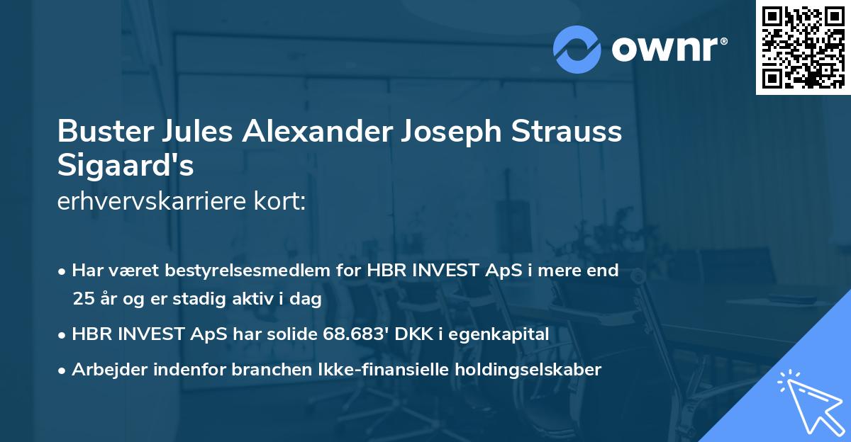 Buster Jules Alexander Joseph Strauss Sigaard's erhvervskarriere kort