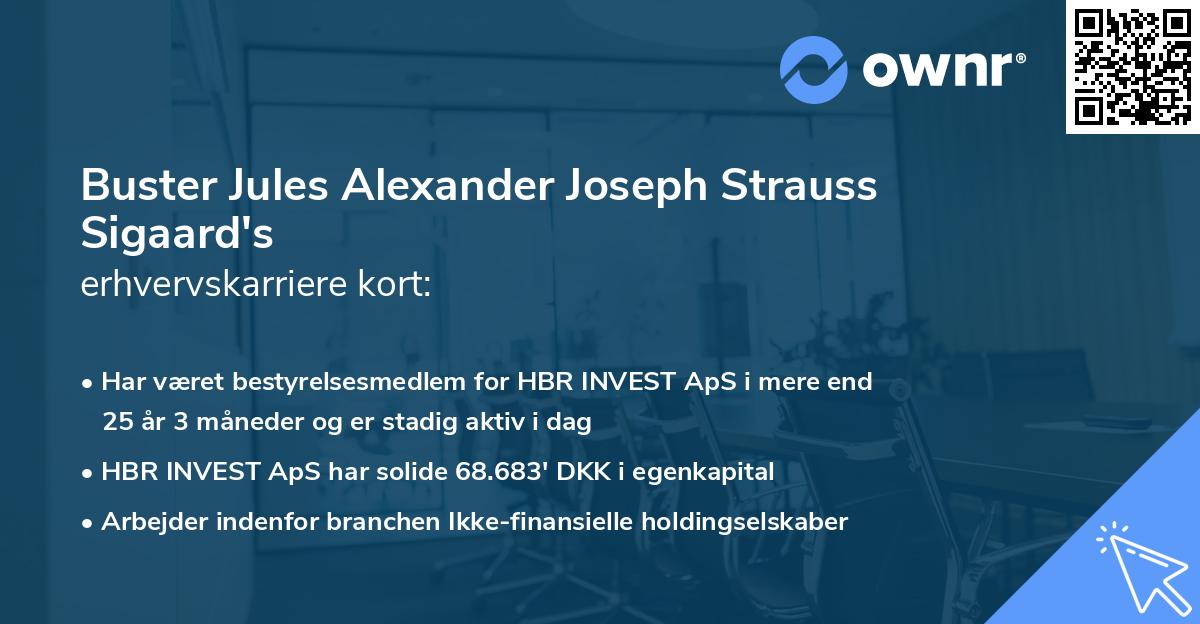 Buster Jules Alexander Joseph Strauss Sigaard's erhvervskarriere kort