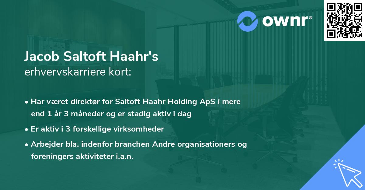 Jacob Saltoft Haahr's erhvervskarriere kort
