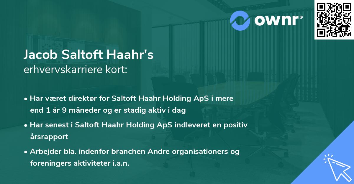Jacob Saltoft Haahr's erhvervskarriere kort