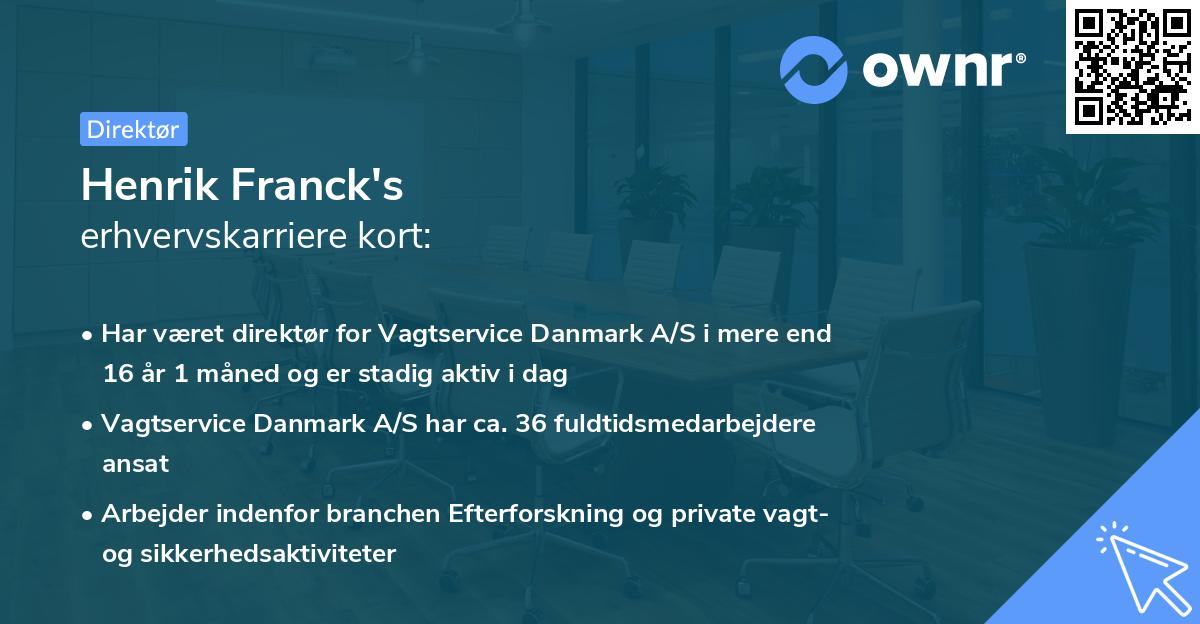 Henrik Franck's erhvervskarriere kort