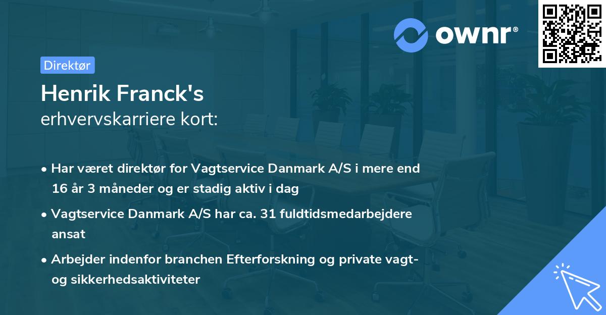 Henrik Franck's erhvervskarriere kort