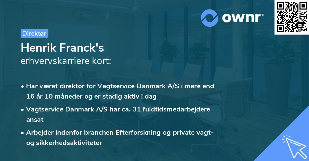 Henrik Franck's erhvervskarriere kort