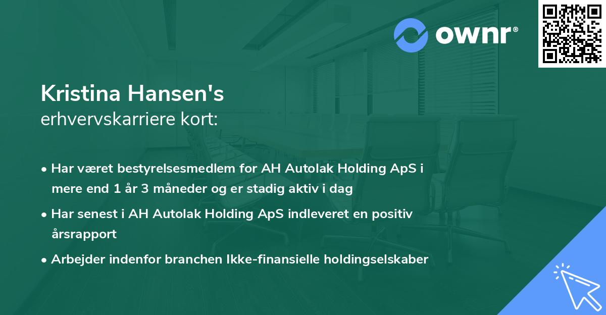 Kristina Hansen's erhvervskarriere kort