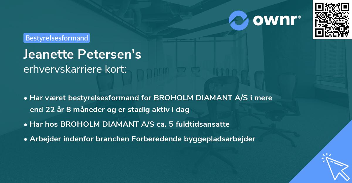 Jeanette Petersen's erhvervskarriere kort