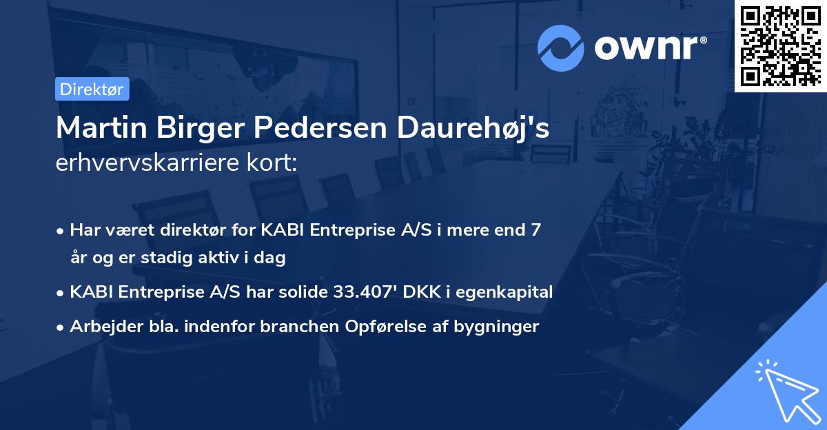 Martin Birger Pedersen Daurehøj's erhvervskarriere kort