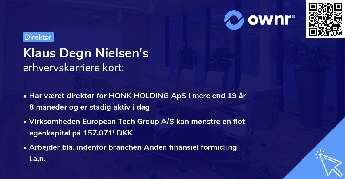 Klaus Degn Nielsen's erhvervskarriere kort
