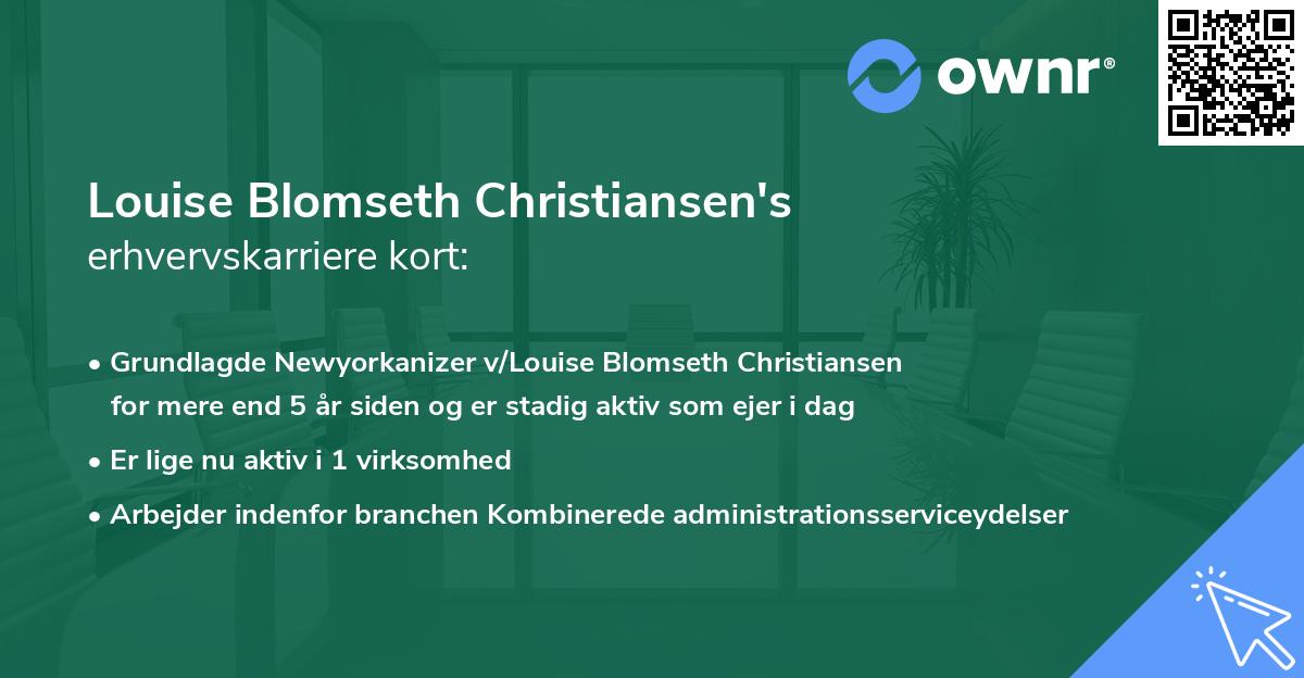 Louise Blomseth Christiansen's erhvervskarriere kort