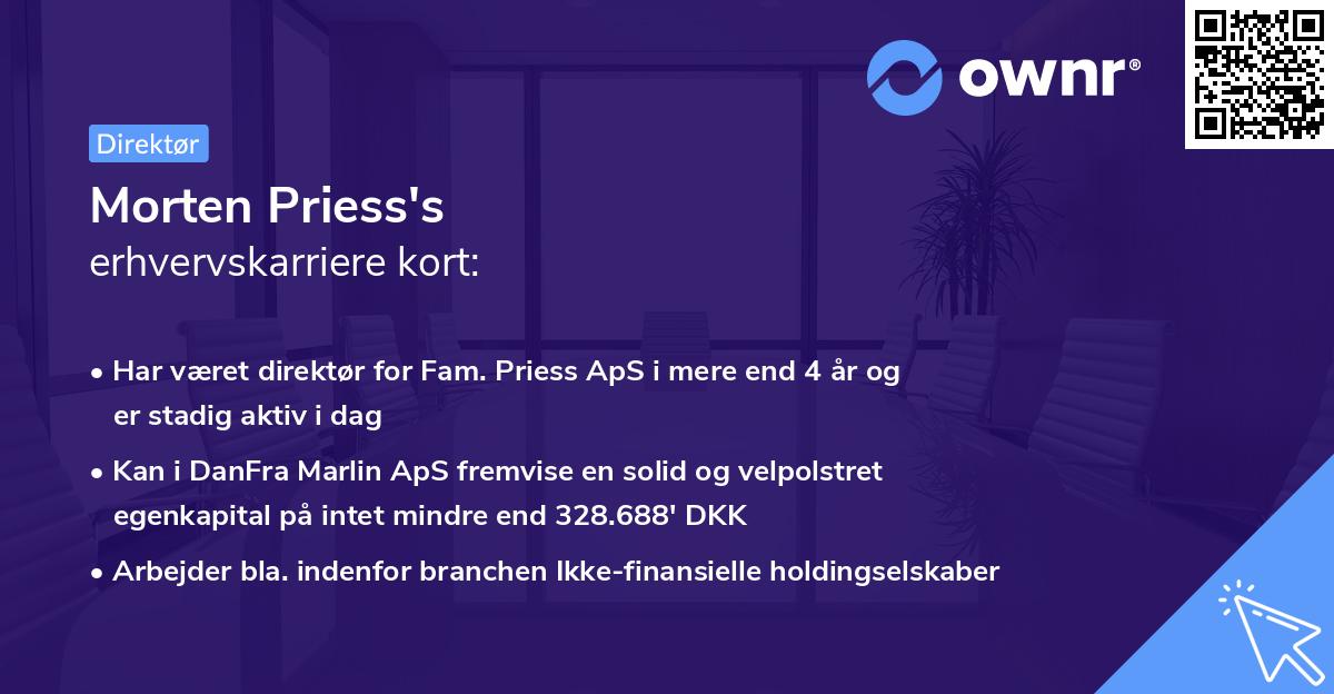 Morten Priess's erhvervskarriere kort