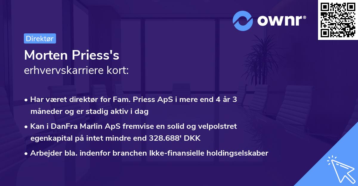 Morten Priess's erhvervskarriere kort