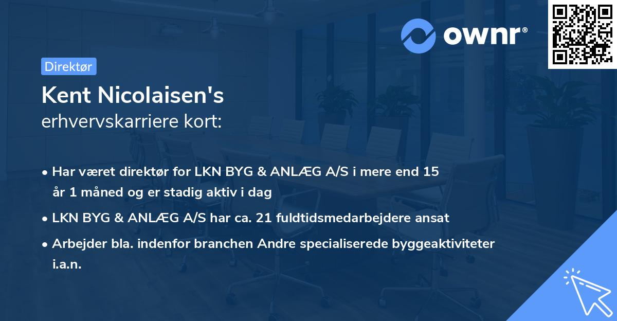 Kent Nicolaisen's erhvervskarriere kort