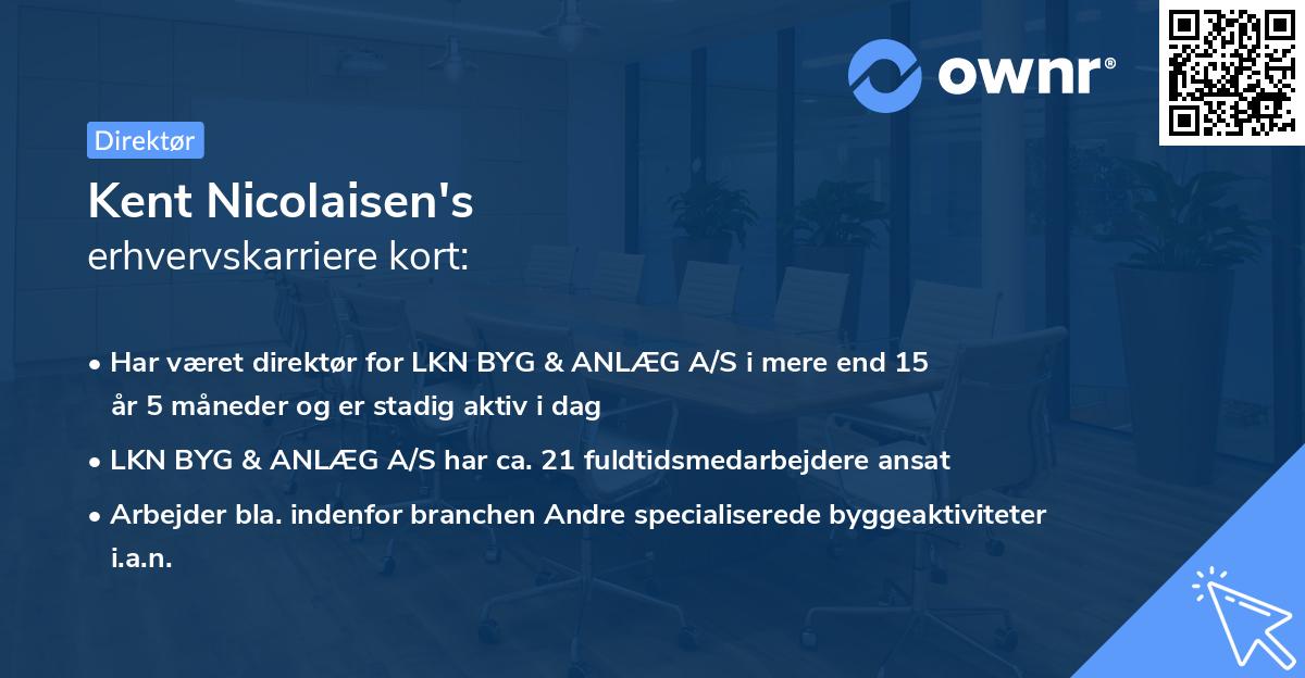 Kent Nicolaisen's erhvervskarriere kort