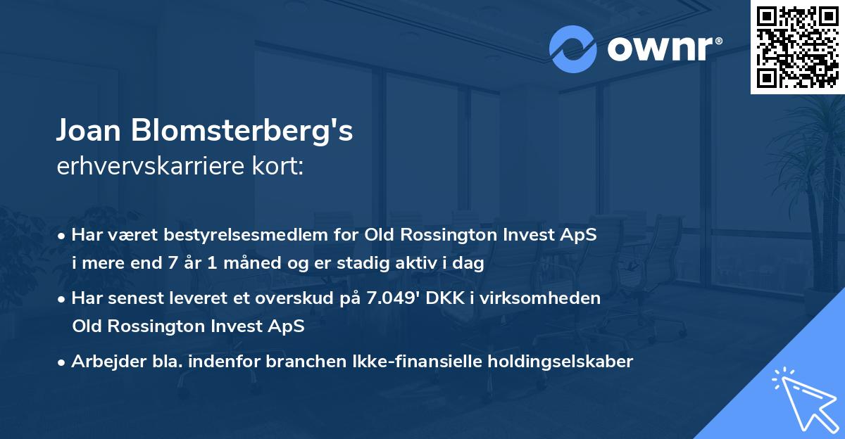 Joan Blomsterberg's erhvervskarriere kort