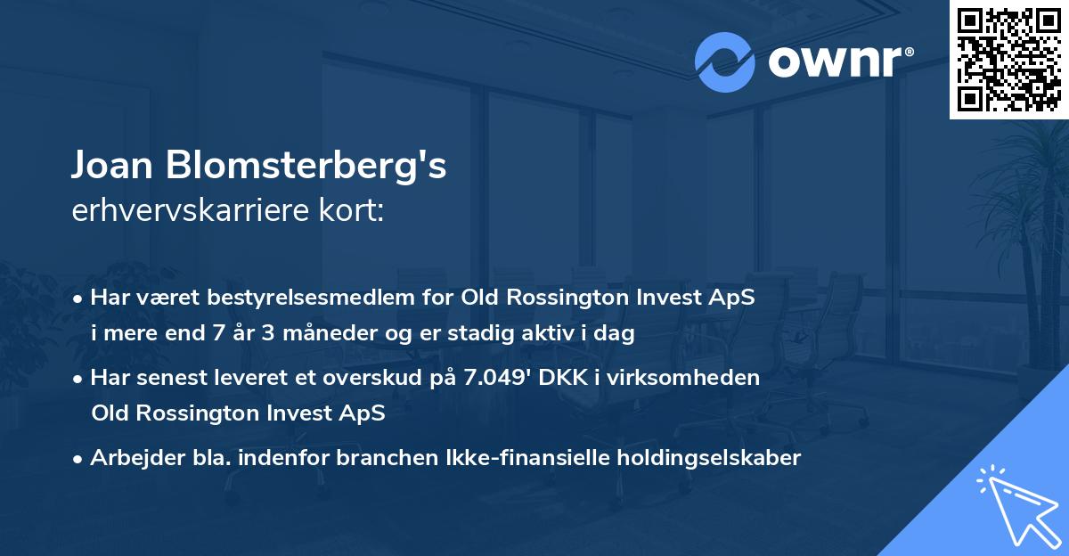 Joan Blomsterberg's erhvervskarriere kort