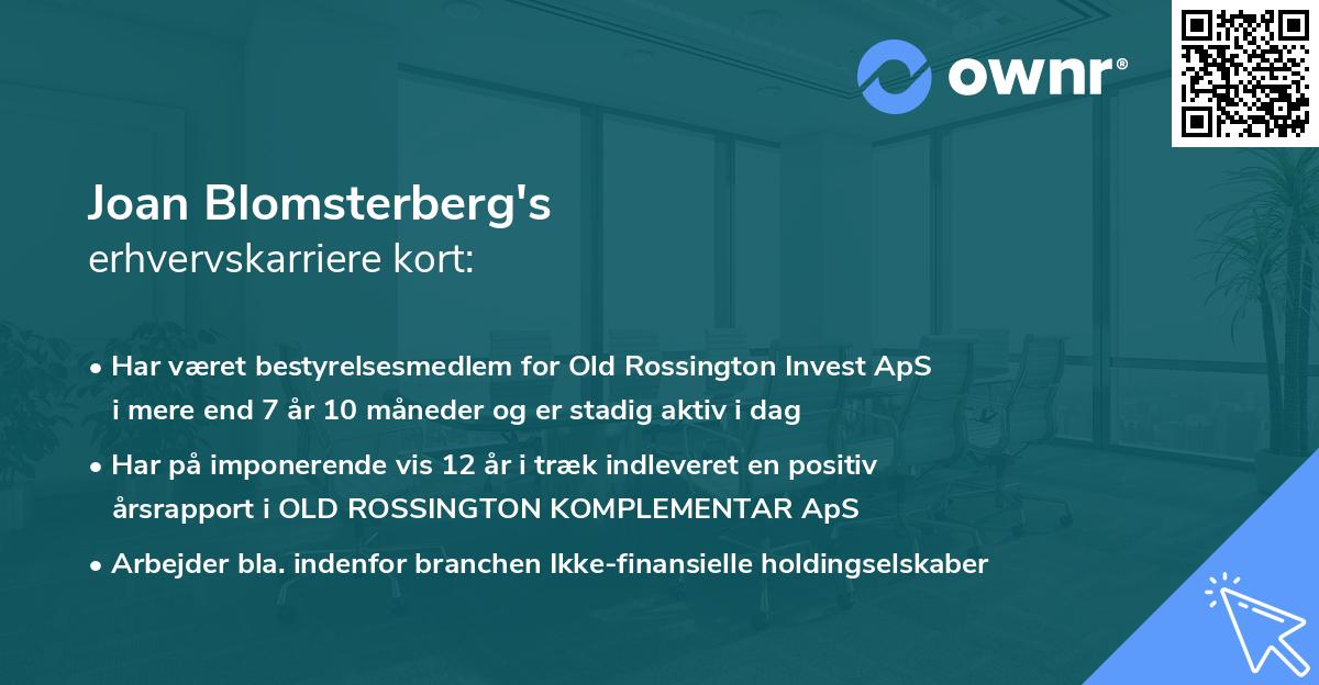 Joan Blomsterberg's erhvervskarriere kort